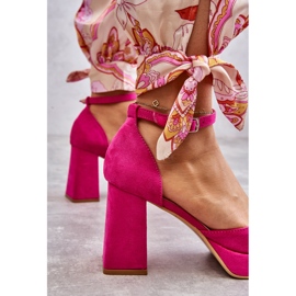 PS2 Bombas de plataforma de tacones gruesos de gamuza Diame fucsia rosado 5