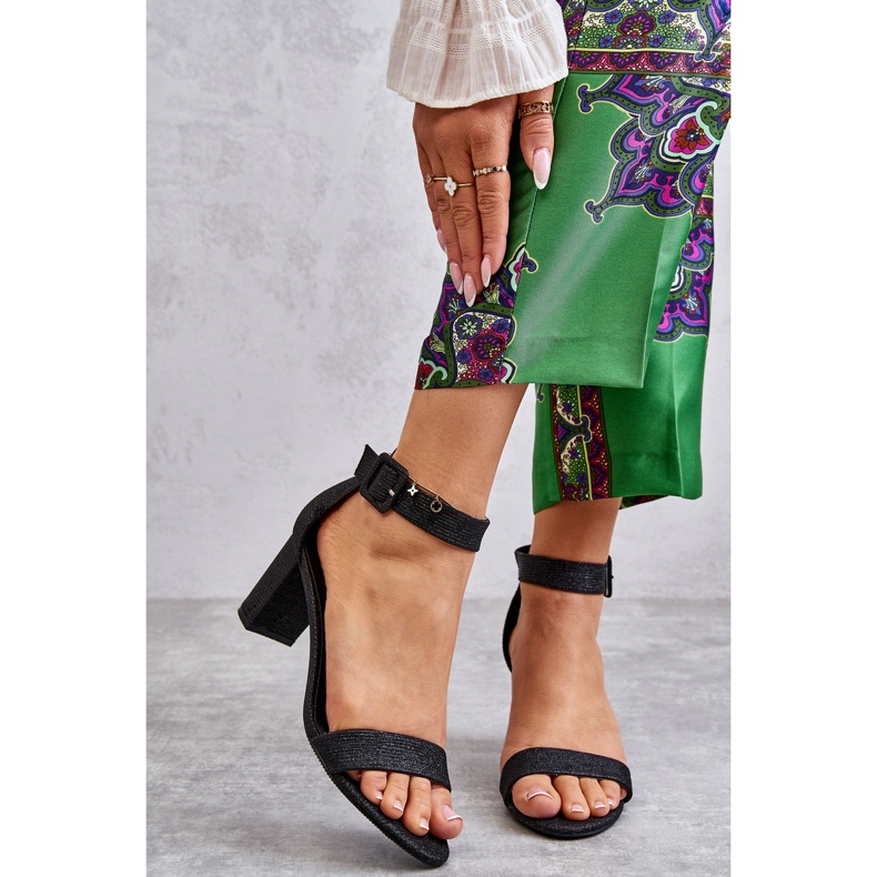 Sandalias Tacón Brillo Negro Maxim 2