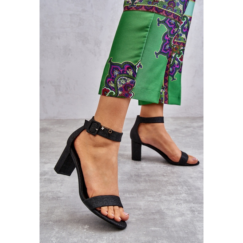 Sandalias Tacón Brillo Negro Maxim 1