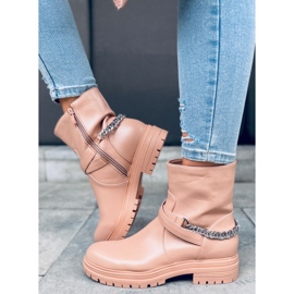 BM Botines Cindy Nude con cadena beige rosado 6