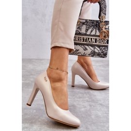 Zapatos De Salón De Mujer Con Tacón Sergio Leone Beige Claro Pearl Campbell 6