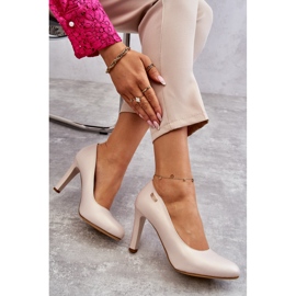 Zapatos De Salón De Mujer Con Tacón Sergio Leone Beige Claro Pearl Campbell 2