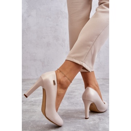 Zapatos De Salón De Mujer Con Tacón Sergio Leone Beige Claro Pearl Campbell 3