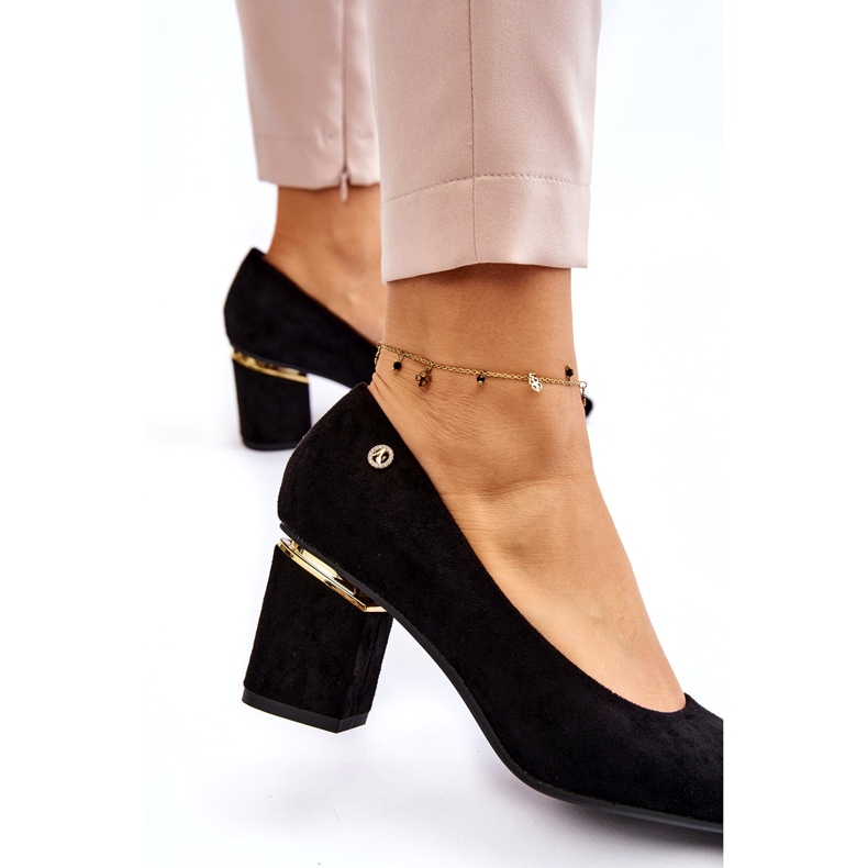 PS1 Zapatos De Salón Clásicos De Tacón Alto De Ante Con Decoración Derren Negra negro 2