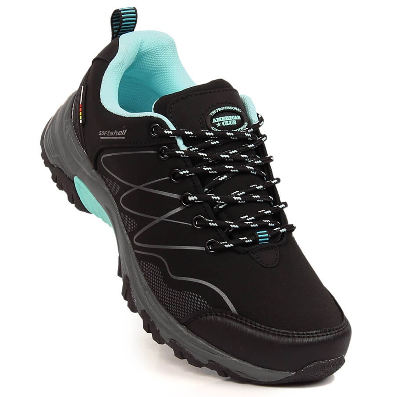 Zapatos de trekking impermeables mujer American Club negro menta verde 1