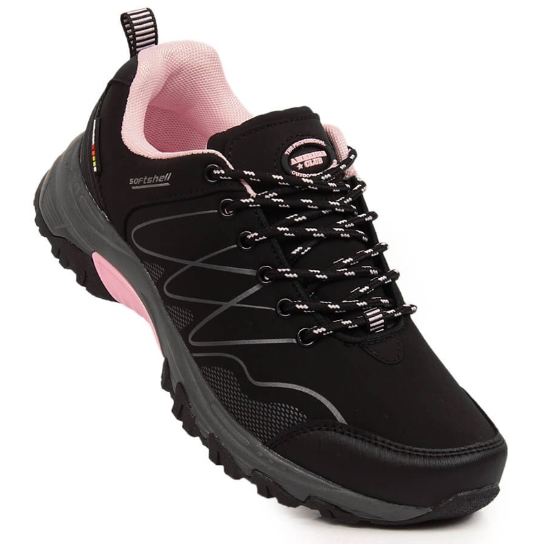Botas de trekking impermeables mujer American Club negras negro rosado 1