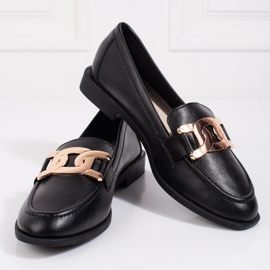 Mocasines mujer Shelovet piel negra negro 1
