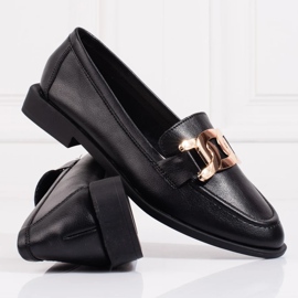 Mocasines mujer Shelovet piel negra negro 4