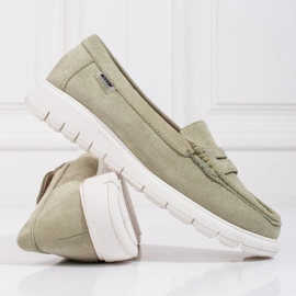Mocasines de mujer Shelovet verde con suela flexible 4
