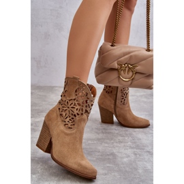 Lewski Shoes Botas Vaqueras Ante Calado Leski Shoes 3265 Beige Oscuro 2