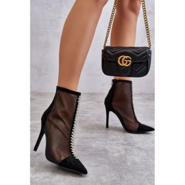 Botas De Tacón Alto De Mujer De Moda Con Malla Negro Rummi 5