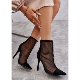 Botas De Tacón Alto De Mujer De Moda Con Malla Negro Rummi 7
