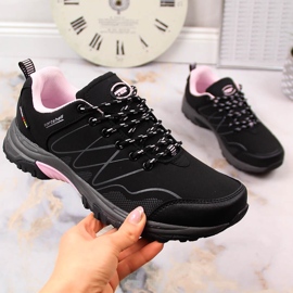 Botas de trekking impermeables mujer American Club negras negro rosado 5