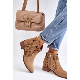 Botas Mujer Caladas Lewski Shoes 2909 Beige Oscuro marrón 4