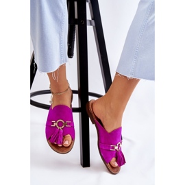 Lewski Shoes Pantuflas Mujer Ante Leski Shoes 3226 Fucsia rosado 11