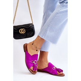 Lewski Shoes Pantuflas Mujer Ante Leski Shoes 3226 Fucsia rosado 4