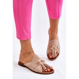 Lewski Shoes Pantuflas Mujer Ante Leewski Shoes 3226 Beige 7