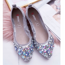 PS1 Bailarinas de Mujer con Piedras de Cristal Plateadas plata gris 3