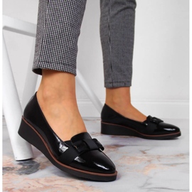 Zapatos cuña mujer cordones lazo negro Vinceza 5