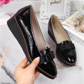 Zapatos cuña mujer cordones lazo negro Vinceza 1