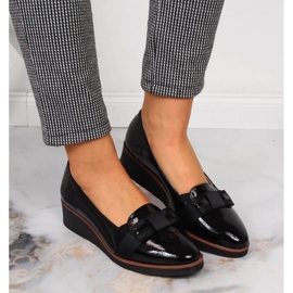 Zapatos cuña mujer cordones lazo negro Vinceza 6