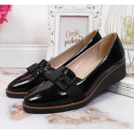 Zapatos cuña mujer cordones lazo negro Vinceza 3