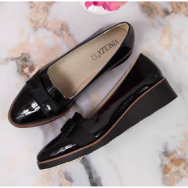 Zapatos cuña mujer cordones lazo negro Vinceza 4