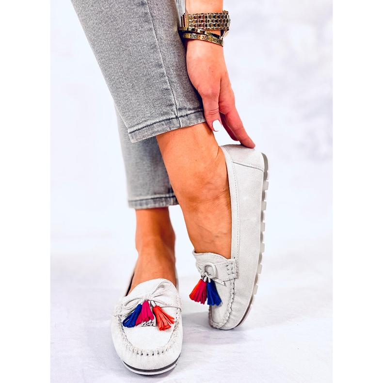 BM Mocasines Tamla Grey con flecos gris 1