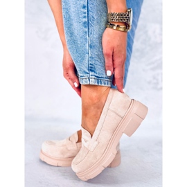 BM Mocasines de ante con plataforma de Jayne Beige 4