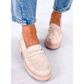 BM Mocasines de ante con plataforma de Jayne Beige 5