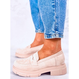 BM Mocasines de ante con plataforma de Jayne Beige 1