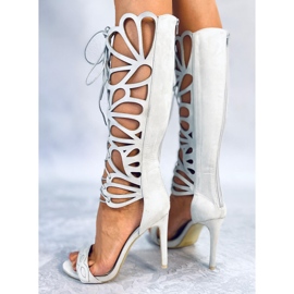 BM Sandalias gladiadoras Miranda Grey stiletto gris 1