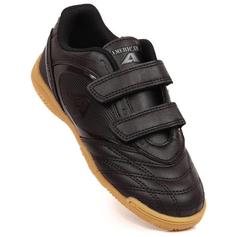 Zapatilla interior infantil American Club negra con velcro negro 1