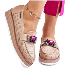 PM1 Mocasines Mujer Plataforma Adornos Beige Adelyn 10