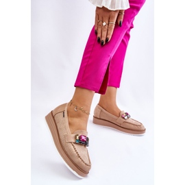 PM1 Mocasines Mujer Plataforma Adornos Beige Adelyn 1