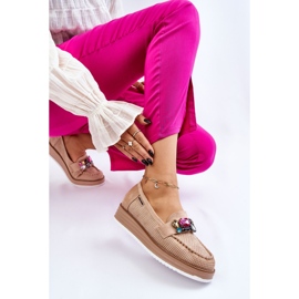 PM1 Mocasines Mujer Plataforma Adornos Beige Adelyn 6
