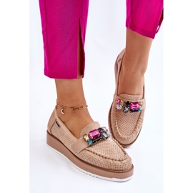 PM1 Mocasines Mujer Plataforma Adornos Beige Adelyn 3