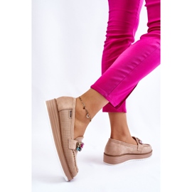 PM1 Mocasines Mujer Plataforma Adornos Beige Adelyn 5