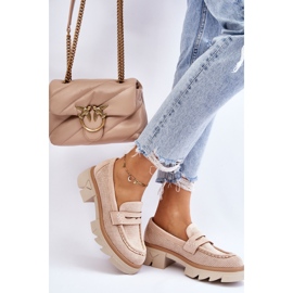 PM1 Mocasines Mujer Tacón Plano Beige Fletcher 3