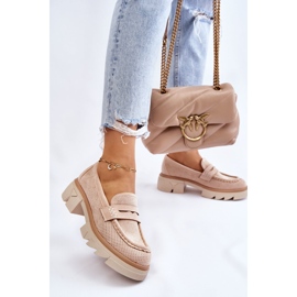 PM1 Mocasines Mujer Tacón Plano Beige Fletcher 4
