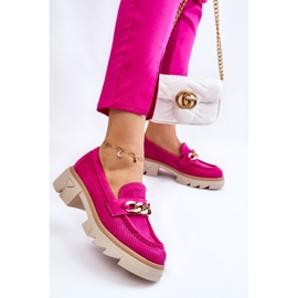 Mocasines Mujer Brogues Con Cadena Fucsia Luella rosado 4