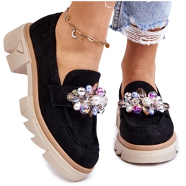 PM1 Mocasines Mujer Brogues Con Adornos Negro Issac 12