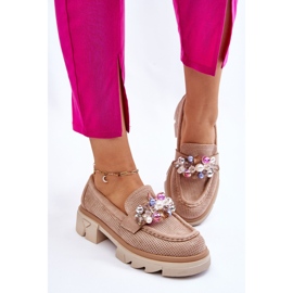 Mocasines Mujer Brogues Con Adornos Beige Issac 7