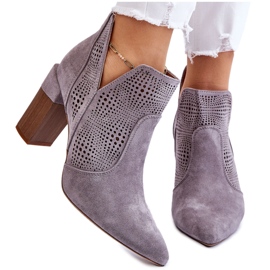 PM1 Botas Tacón Ante Calado Gris Leanna 12