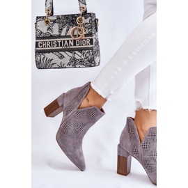 PM1 Botas Tacón Ante Calado Gris Leanna 6