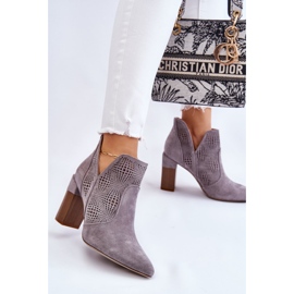 PM1 Botas Tacón Ante Calado Gris Leanna 7