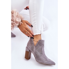 PM1 Botas Tacón Ante Calado Gris Leanna 10