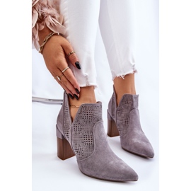 PM1 Botas Tacón Ante Calado Gris Leanna 1