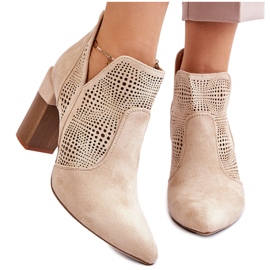 PM1 Botas Tacón Ante Calado Beige Claro Leanna marrón 11