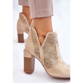 PM1 Botas Tacón Ante Calado Beige Claro Leanna marrón 8